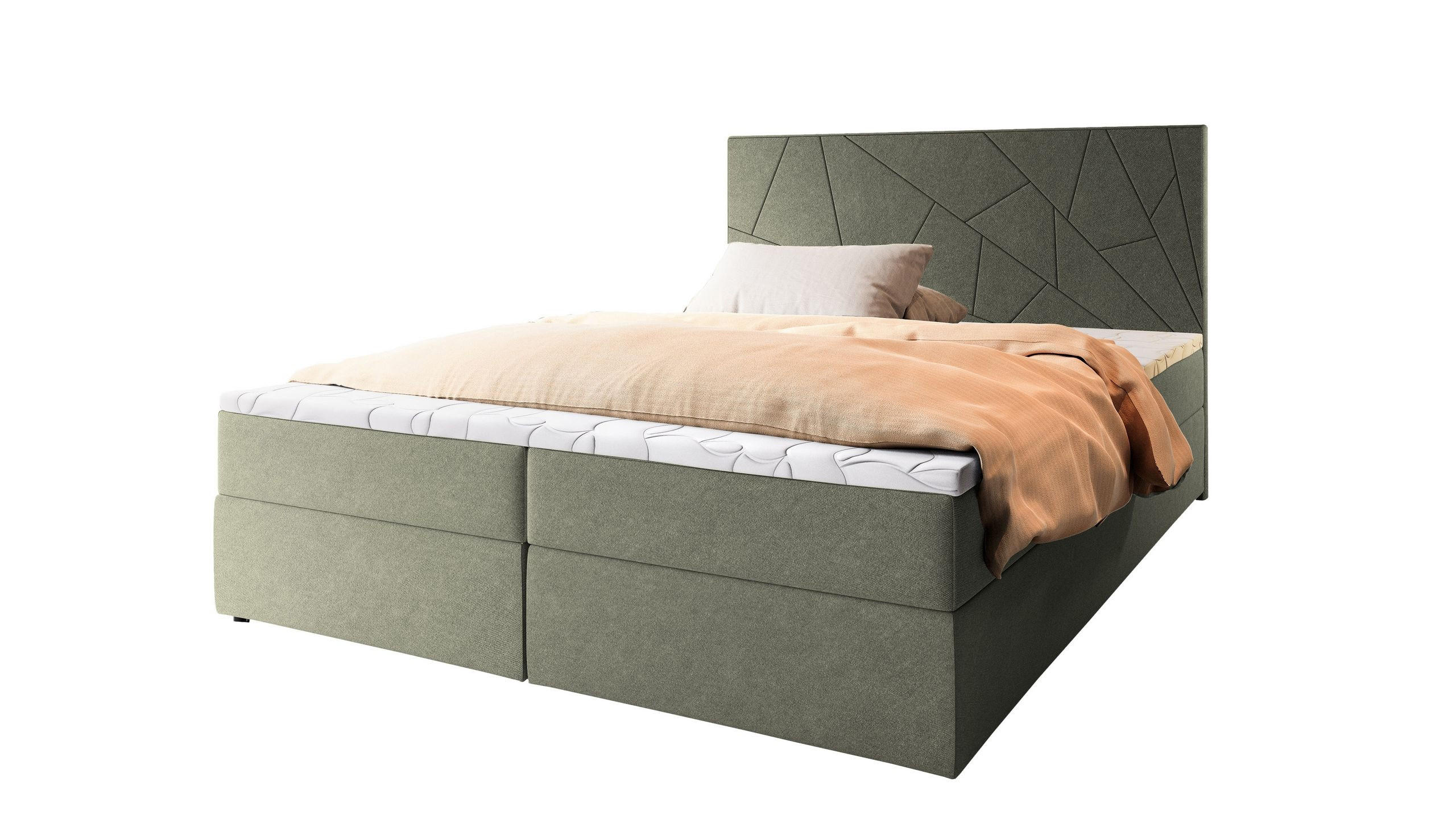 POSTEL BOXSPRING MADO 140x200 cm, s matrací a úložným prostorem, zelená barva - zelená barva, kompozitní dřevo/textil (140/200cm) - MASSENO