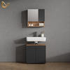 BADMÖBEL-SET Ronco Anthrazit gepunktet 2 Teile, Unterschrank 60 cm - Anthrazit/Eiche Wotan, Holzwerkstoff (60/59/30cm) - Livinity®