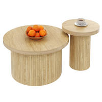COUCHTISCH 2er Set Naturholz rund Beistelltisch - Naturfarben, Holz (66/66/40cm) - Kaket
