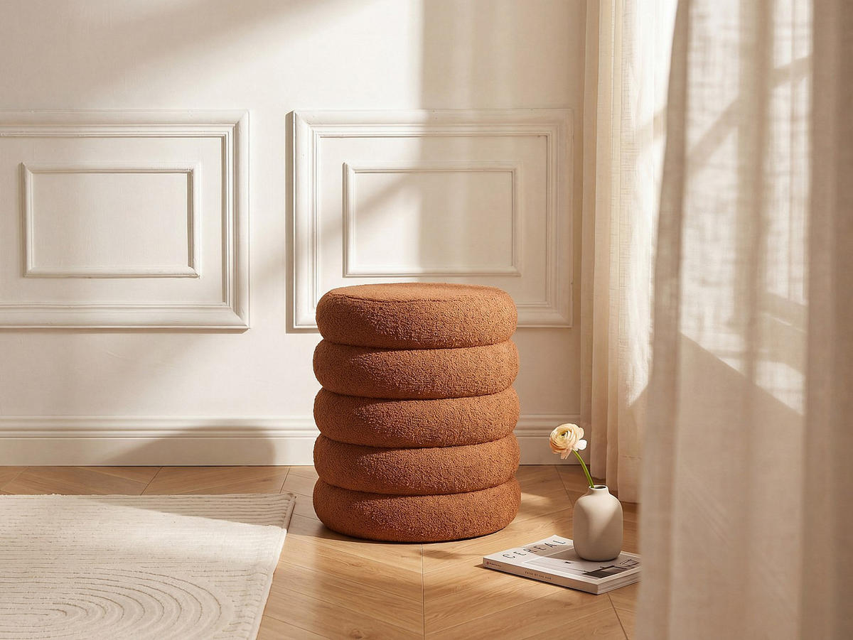SITZHOCKER - 1 Person - Stoff - Terracotta - ECAMBI - Terracotta, Textil (40/45/40cm) - Vente-Unique