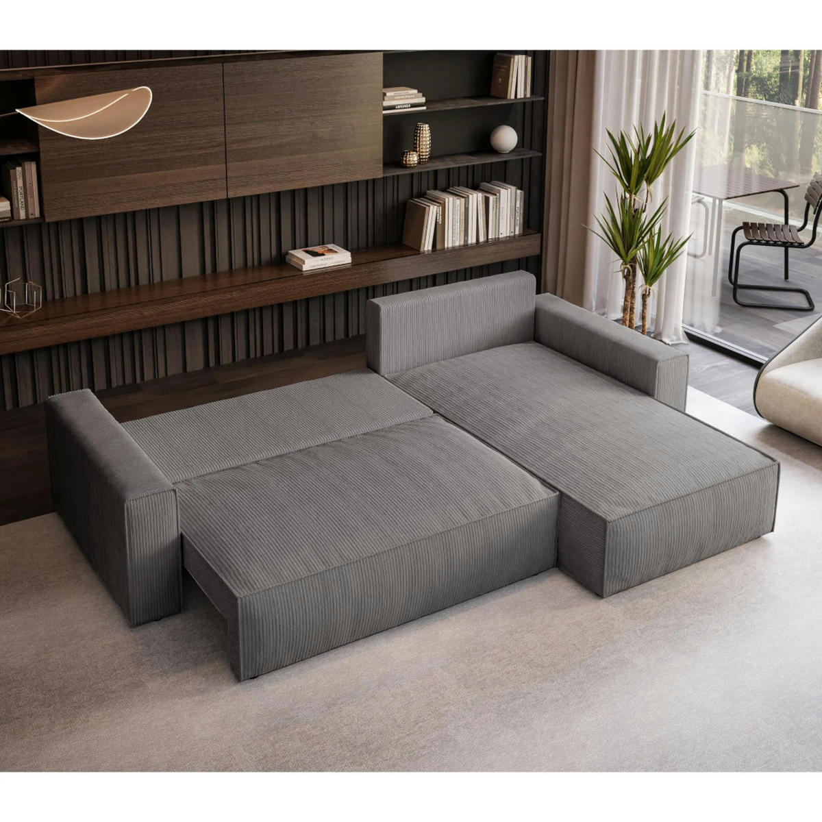 ECKSOFA Parys L grau - Schwarz/Grau, Kunststoff/Textil (290/185cm) - Beautysofa