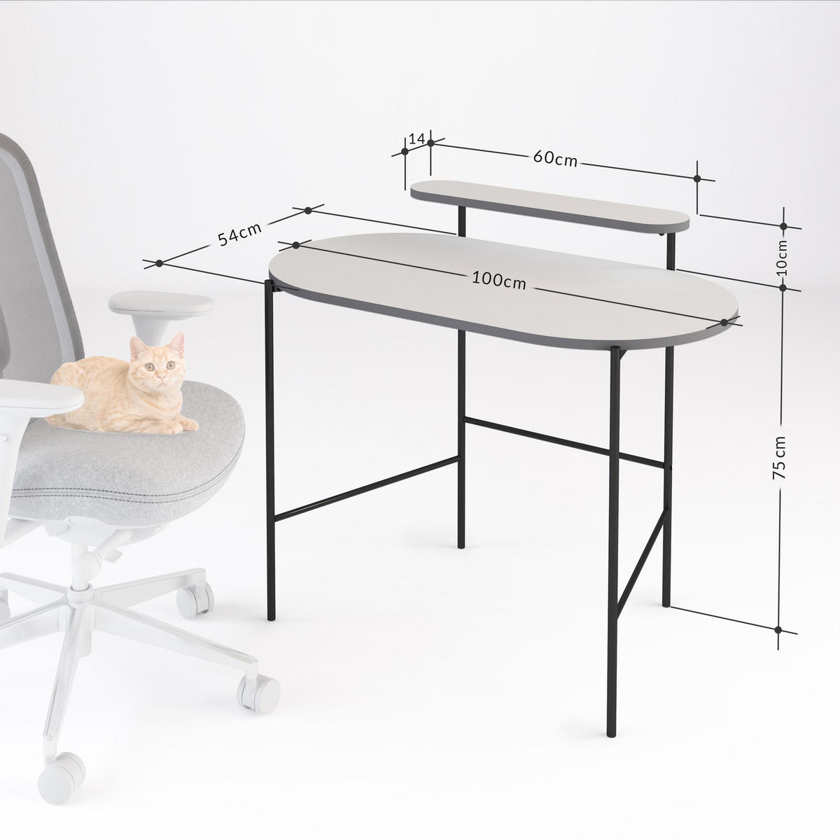 SCHREIBTISCH Loub Eiche 100/54/87 cm - Eichefarben/Schwarz, Holzwerkstoff/Metall (54/100/87cm) - Decortie