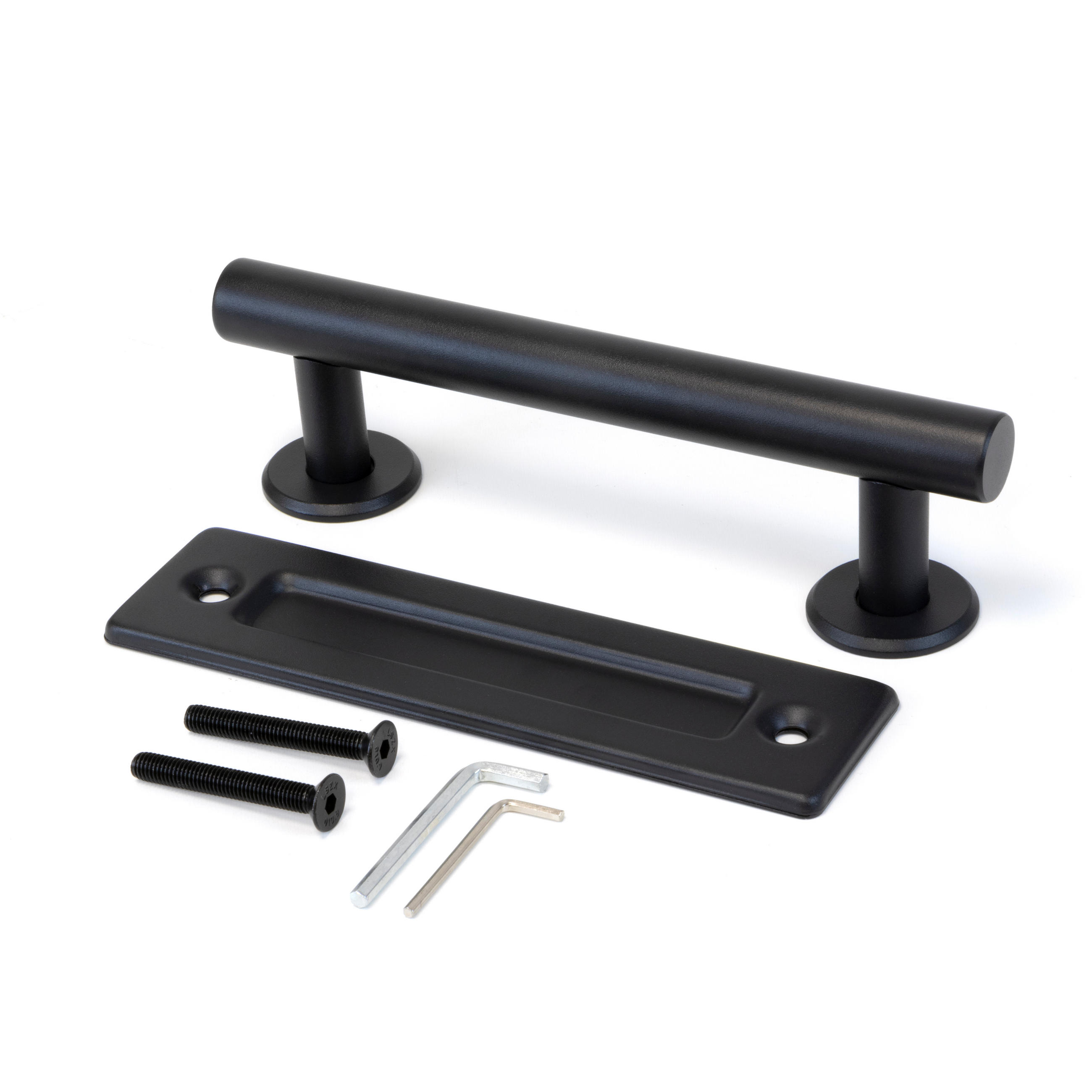 GRIFF für Holzschiebetüren Pasadena, Länge 240 mm, 180 mm Achsenabstand, Stahl, Schwarz strukturiert - Schwarz, Metall (4.8/7/24cm) - EMUCA