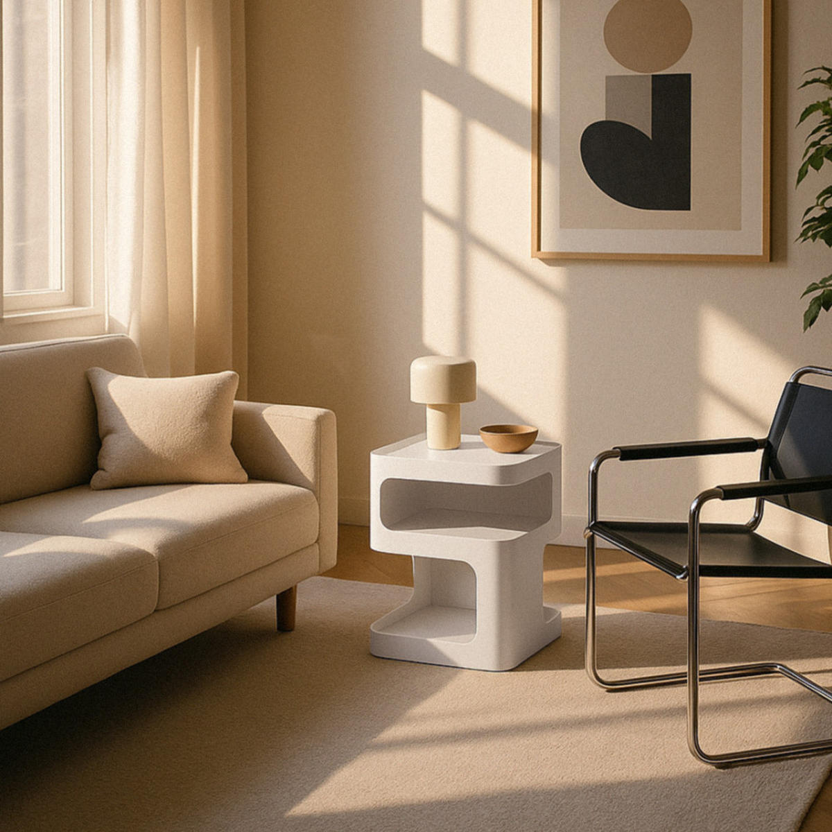 BEISTELLTISCH - Metall - Beige - Beige, Metall (40/40/50cm) - Drawer