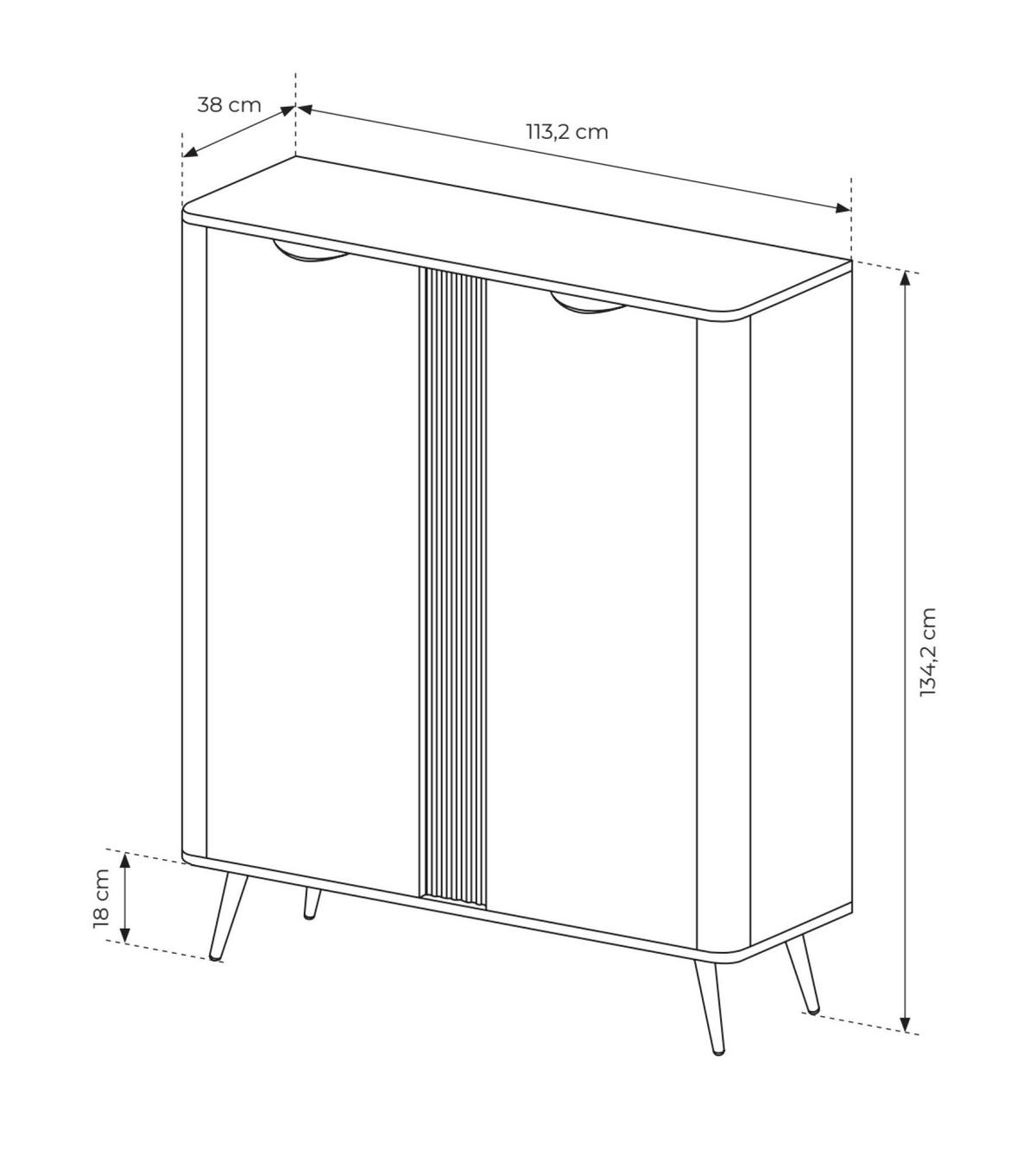 VITRINE VERIS Braun 113x38x134 cm - Braun, Holzwerkstoff (113/134/38cm) - FURNLUX