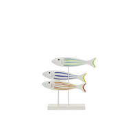 DEKOOBJEKT FISCH AUF FUß GESTREIFT (2ER SET) - Multicolor, Holz (7/28/29cm) - J-Line