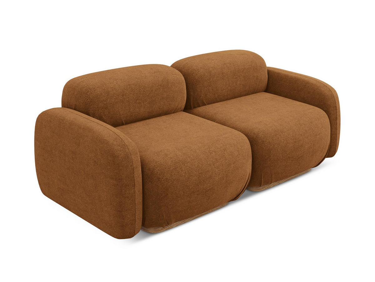 3-SITZER SOFA Bouclé Stoff Orange - Pink/Terra cotta, Holz/Textil (190/73/95cm) - Makamii