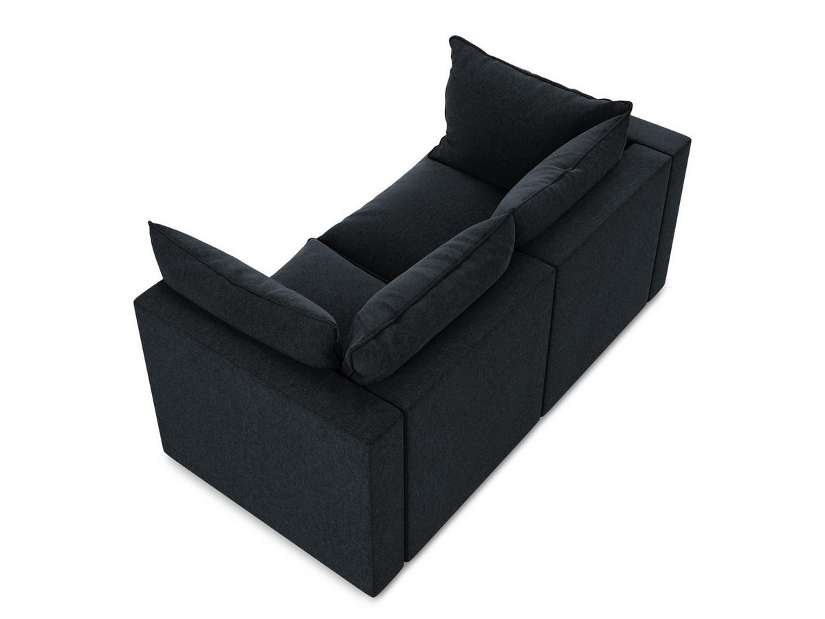 2-SITZER SOFA Samt Stoff Blau - Blau/Schwarz, Holzwerkstoff/Kunststoff (180/77/90cm) - Makamii