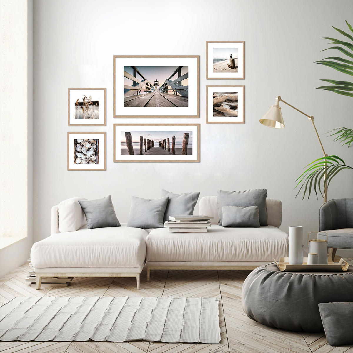 POSTER mit Rahmen 70x30 cm Strandlandschaft Meer - Beige, Holz (71/30cm) - artissimo