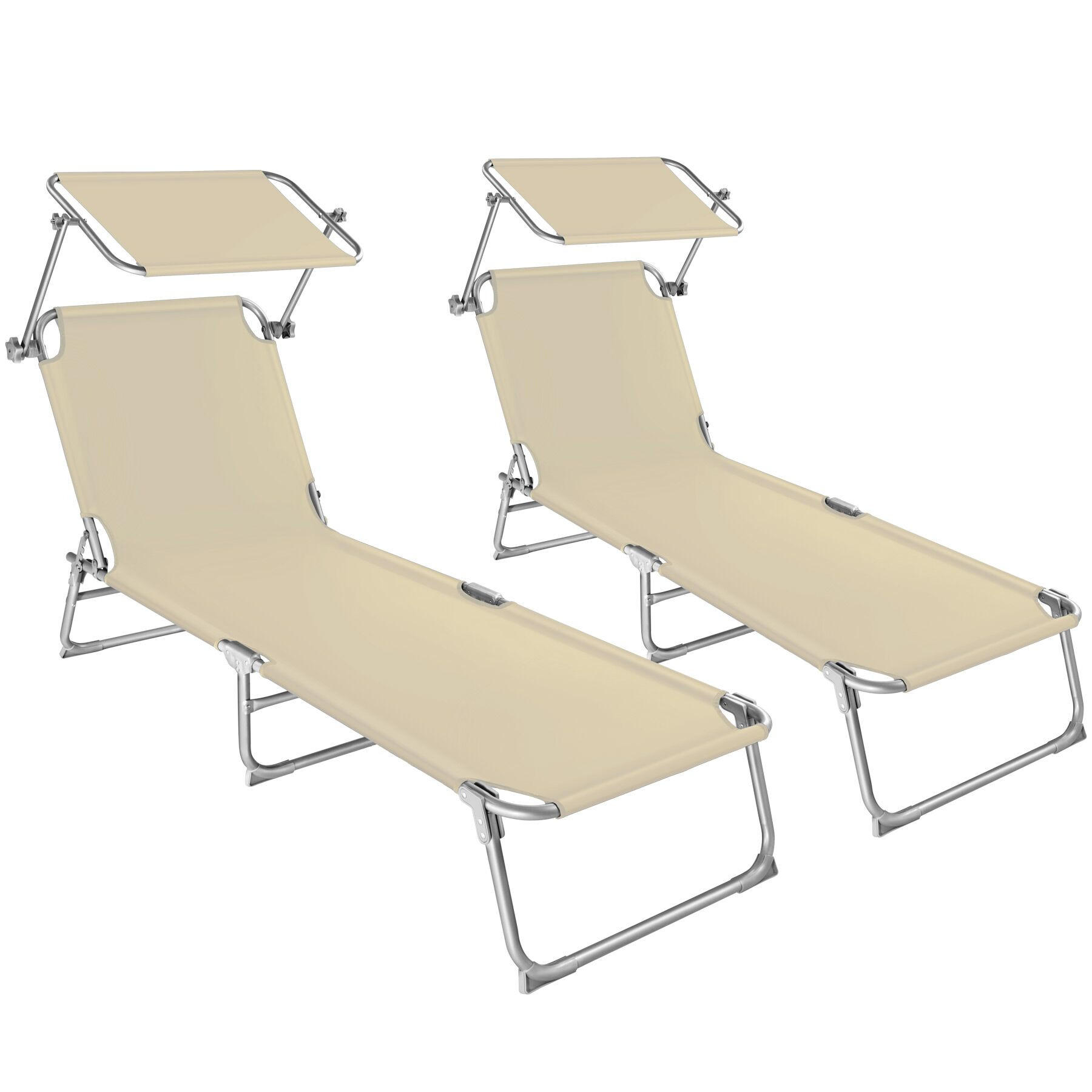 GARTENLIEGE 2er Set, 190 x 68 x 28 cm,beige - Beige, Kunststoff (68/28/190cm) - tectake