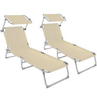 GARTENLIEGE 2er Set, 190 x 68 x 28 cm,beige - Beige, Kunststoff (68/28/190cm) - tectake