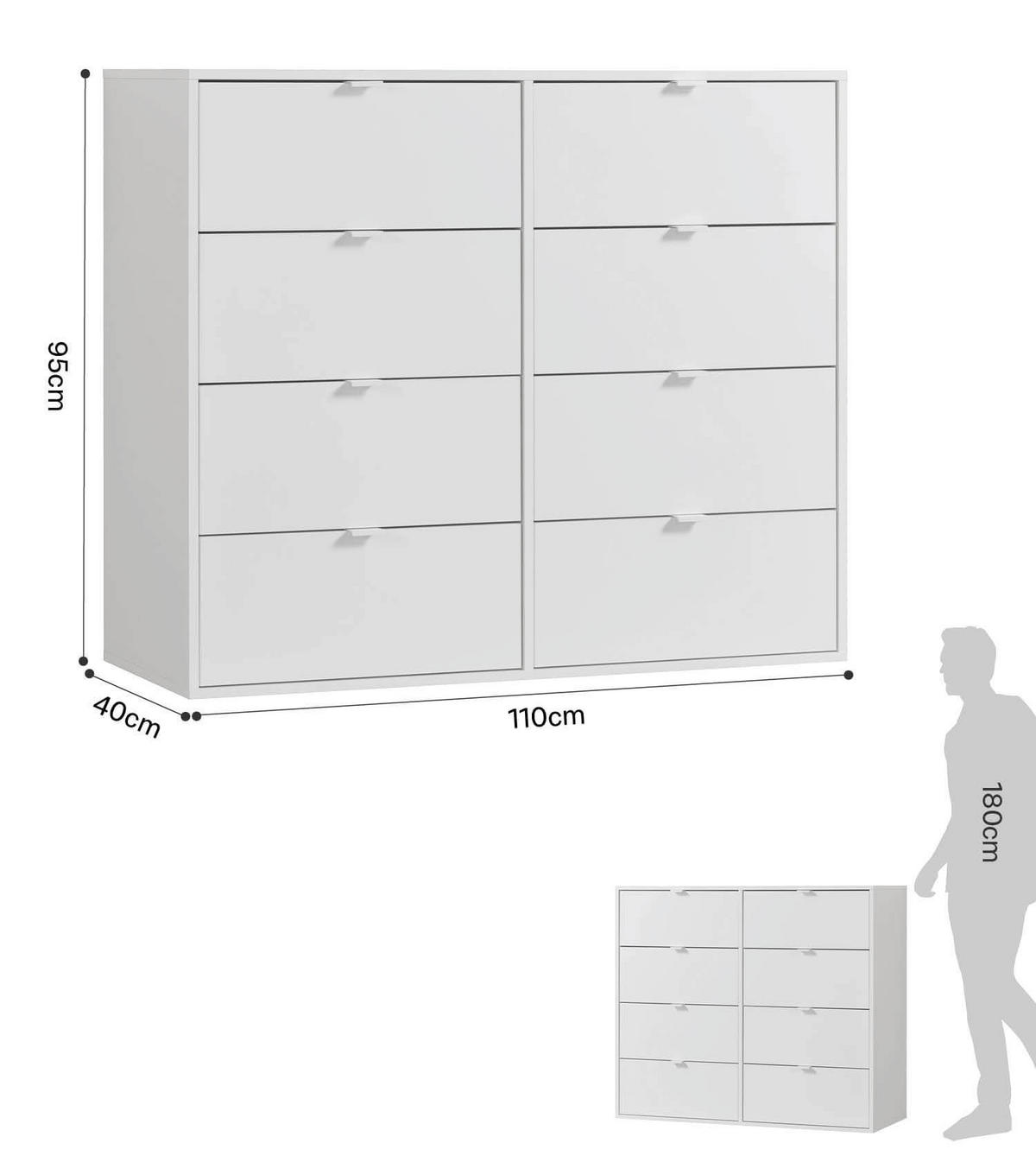 KOMMODE Die Stilvolle - Weiß, Holzwerkstoff (110/95/40cm) - Mokebo
