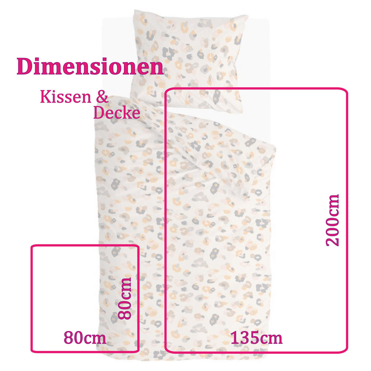 BETTWÄSCHE Byrklund 2-teilig 135x200/80x80cm Soft Animal Multicolor - Multicolor/Creme, Naturmaterialien (135/200cm)