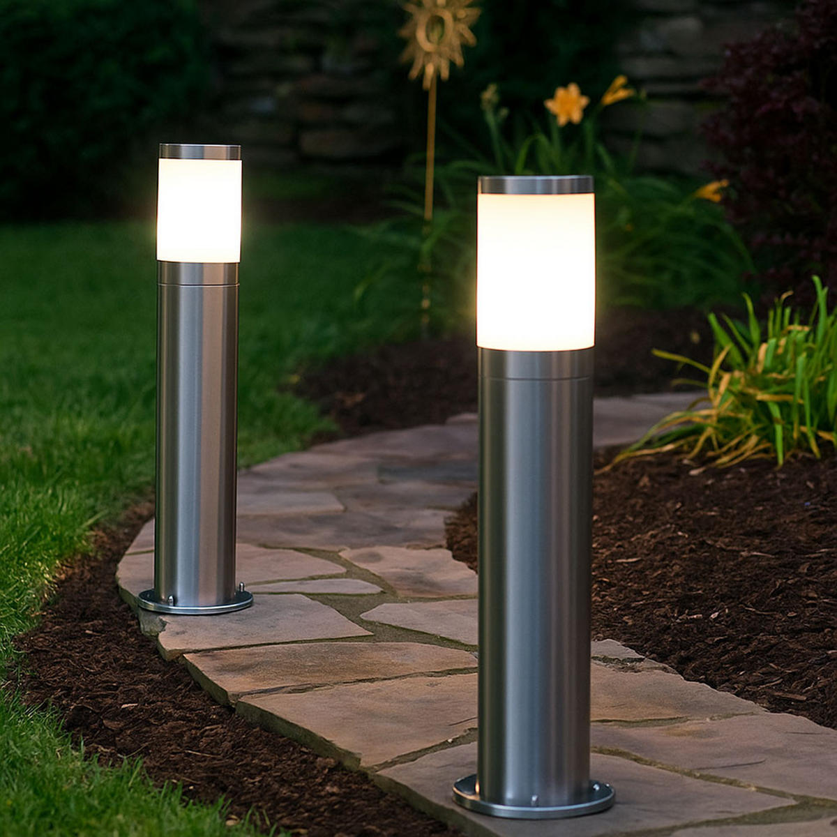 STEHLEUCHTE Edelstahl Silber opal - Silberfarben, Metall (10.2/10.2/50cm) - Globo Lighting