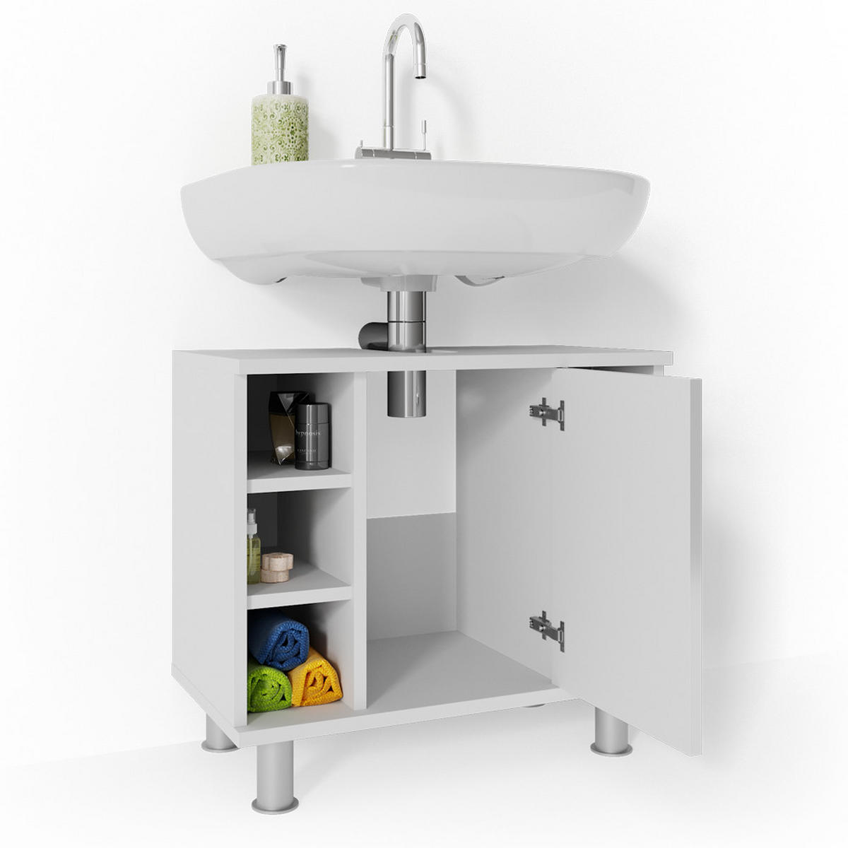 WASCHBECKENUNTERSCHRANK Fynn Weiß Hochglanz 60 x 54 cm - Weiß Hochglanz, Holzwerkstoff (60/54/32cm) - Vicco