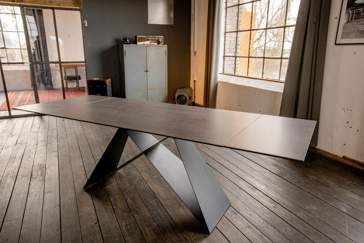 AUSZIEHTISCH BENNO Schwarz Glas - Schwarz, Glas (160/90/76cm) - KAWOLA