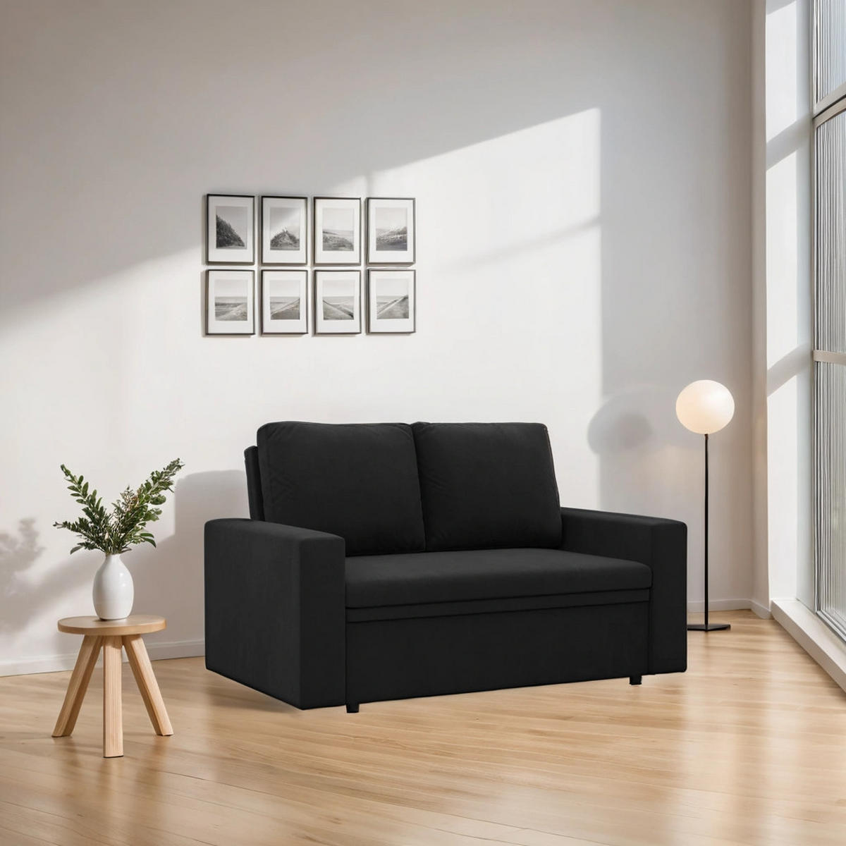 SOFA Neo mit gerader Armlehnen schwarz - Schwarz, Textil (148/90/87cm) - SIMKAM Furniture