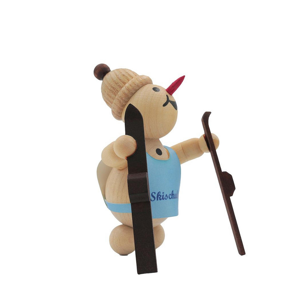 HOLZFIGUR Schneemann Junior Skianfänger Guck in die Luft 9 cm - Multicolor, Holz (8/9/0.1cm)