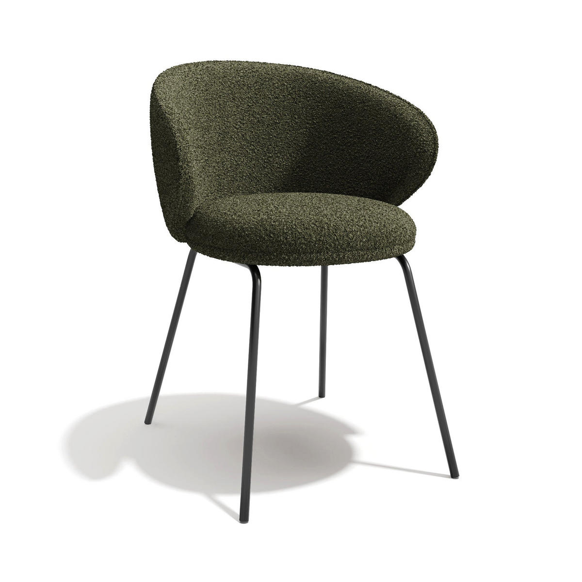 ESSZIMMERSTUHL Bouclé-Stoff Khakigrün 53.5cm - Grün, Textil (53.5/75/54cm) - Sia Home