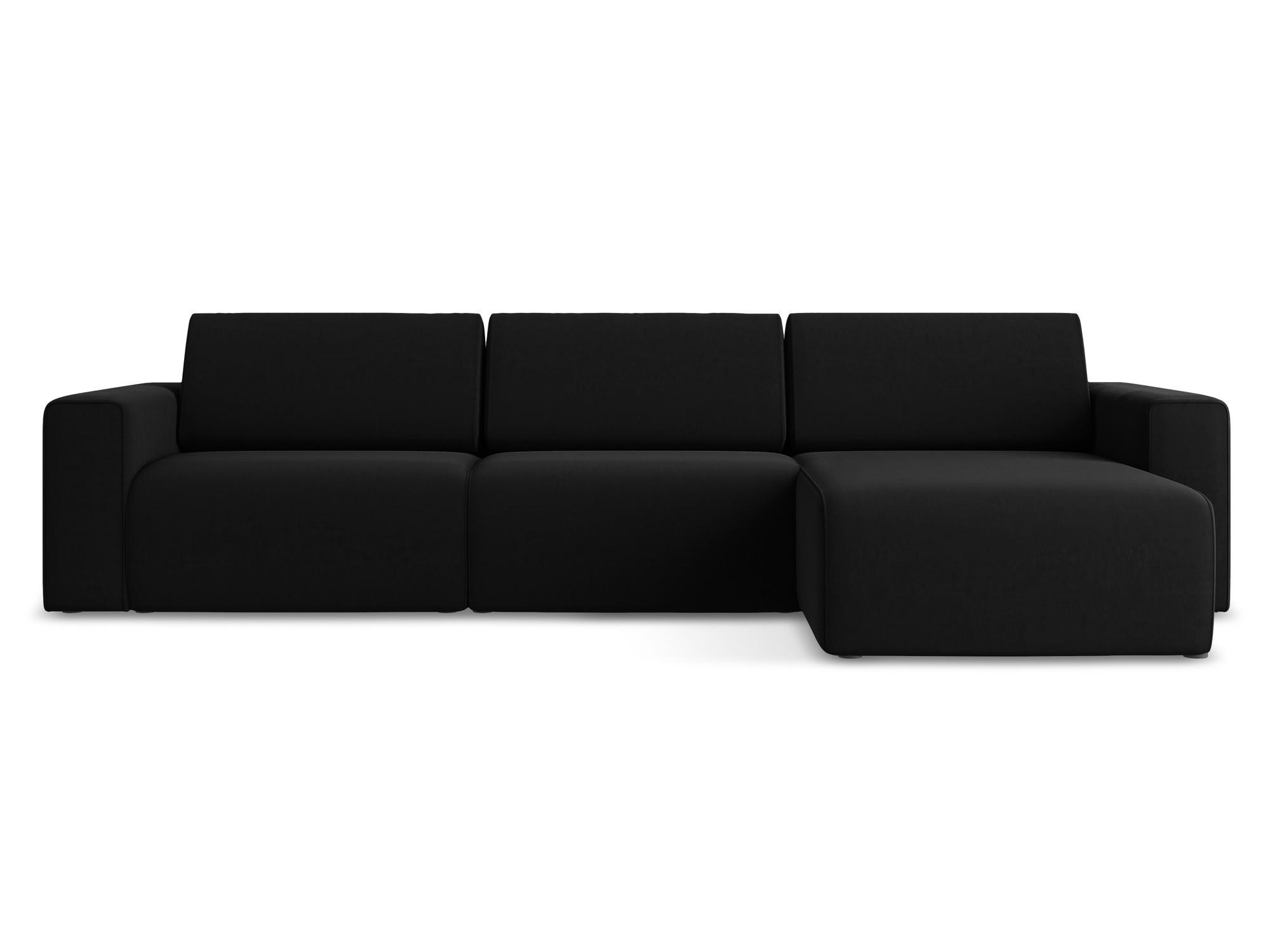 ECKSOFA Rechts Samt Stoff Schwarz - Schwarz/Grau, Kunststoff/Textil (314/167cm) - Makamii