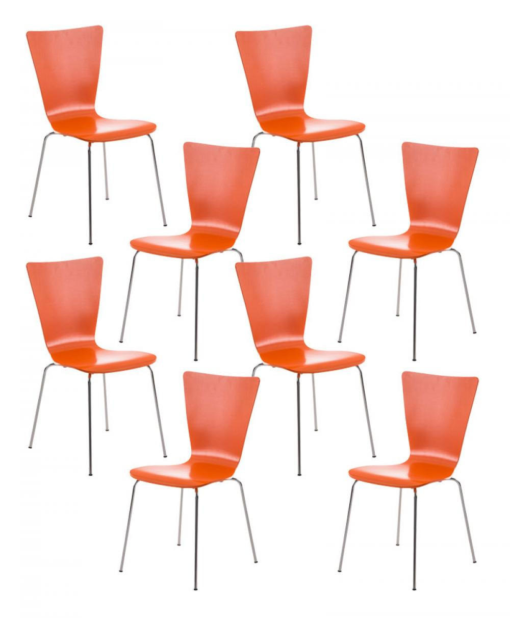 BESUCHERSTUHL 8er Set Holz orange - Orange, Holz/Metall (43/84/50cm) - CLP