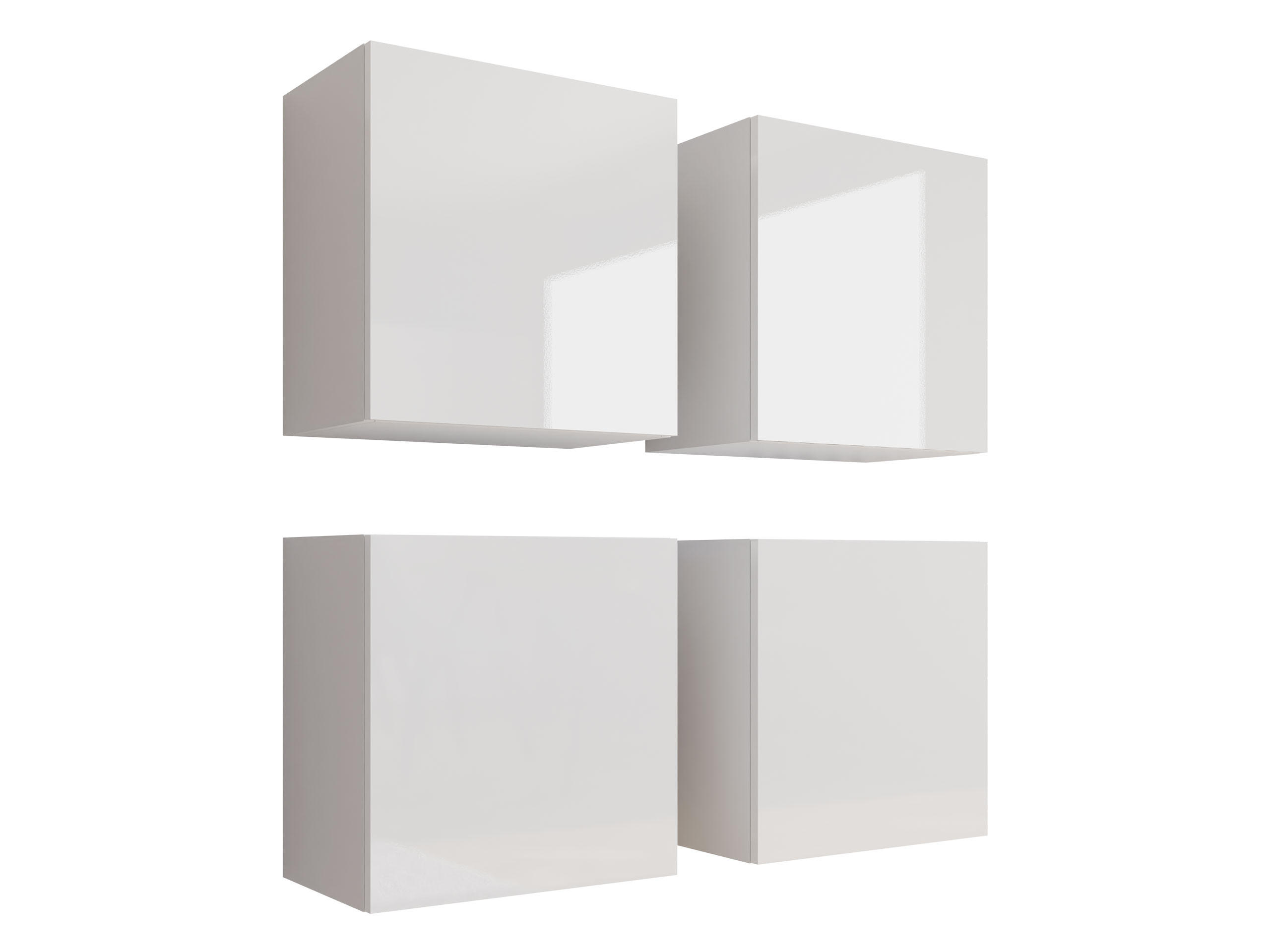 Mirjan24 Hängevitrine Weiß, Weiß Hochglanz 100x100x30 cm