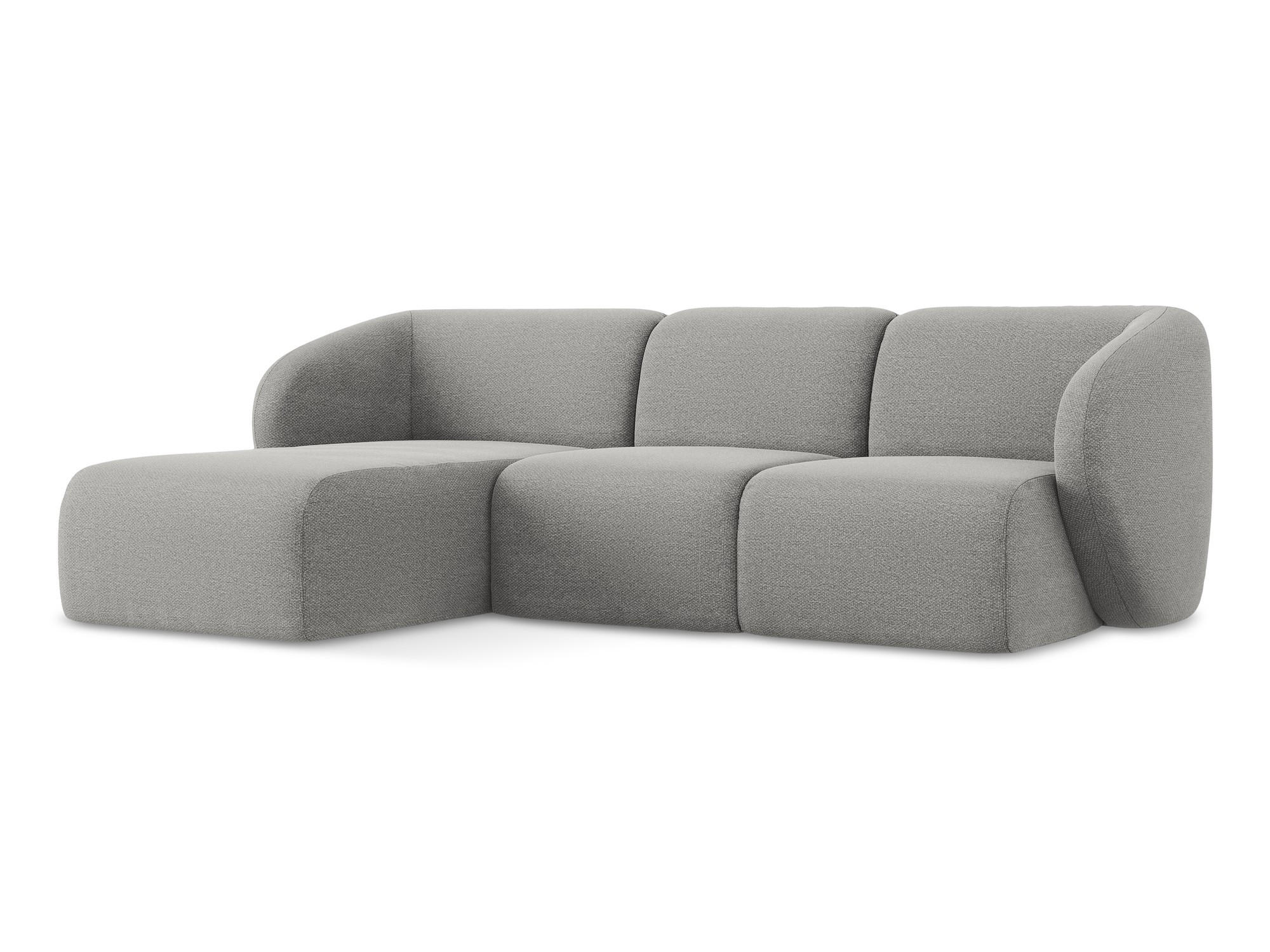 ECKSOFA Links Bouclé Stoff Grau - Hellgrau/Schwarz, Holzwerkstoff/Kunststoff (248/166cm) - Makamii