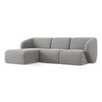 ECKSOFA Links Bouclé Stoff Grau - Hellgrau/Schwarz, Holzwerkstoff/Kunststoff (248/166cm) - Makamii