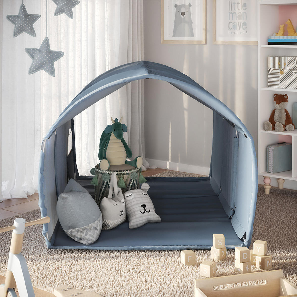 TUNNELZELT Kubby Blau 100 x 80 cm mit Fenster - Dunkelblau, Textil (100/140cm) - VitaliSpa