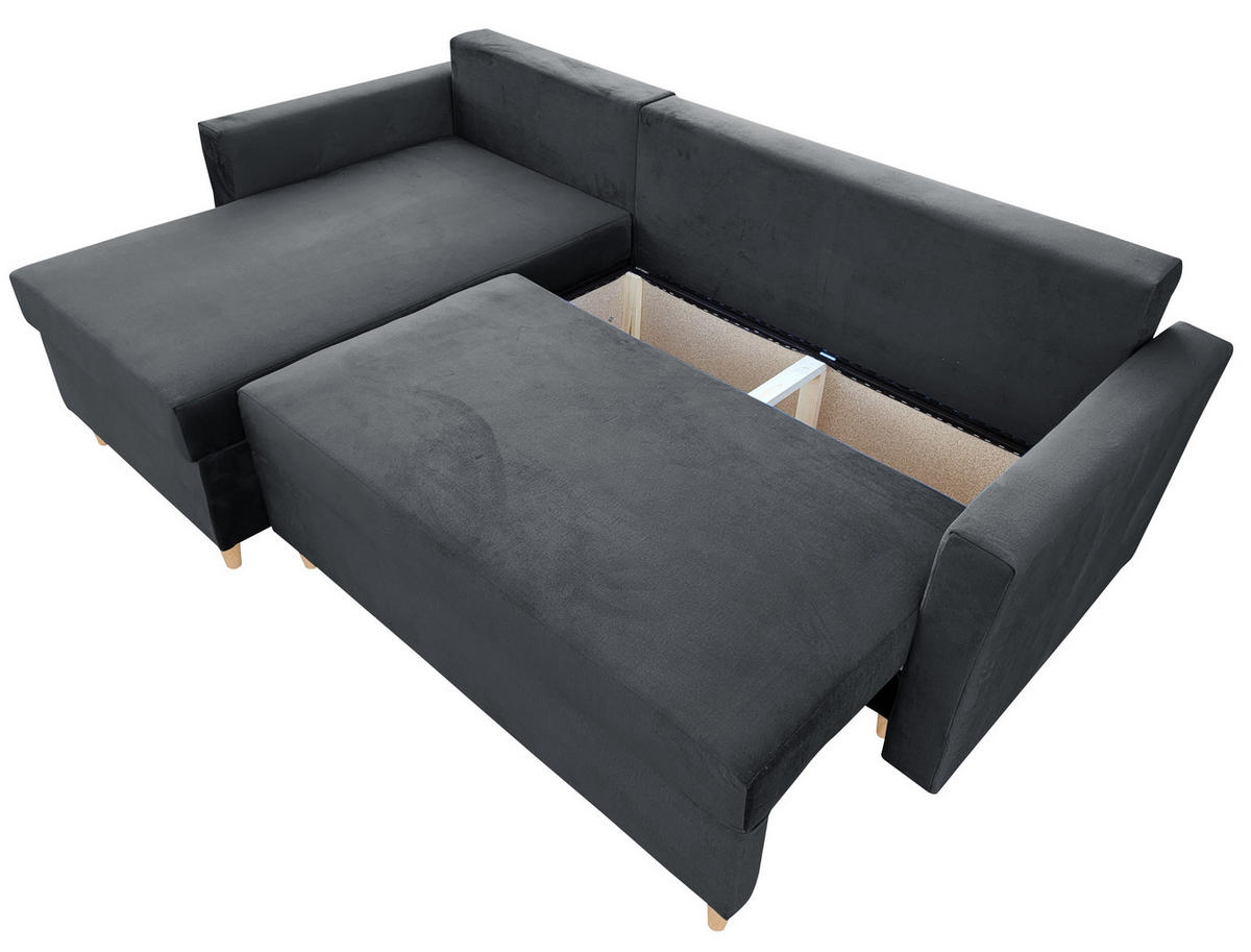 ECKSOFA Grafit MON Mit Schlaffunktion - Graphitfarben, Textil (222/142cm) - Sepro Meble