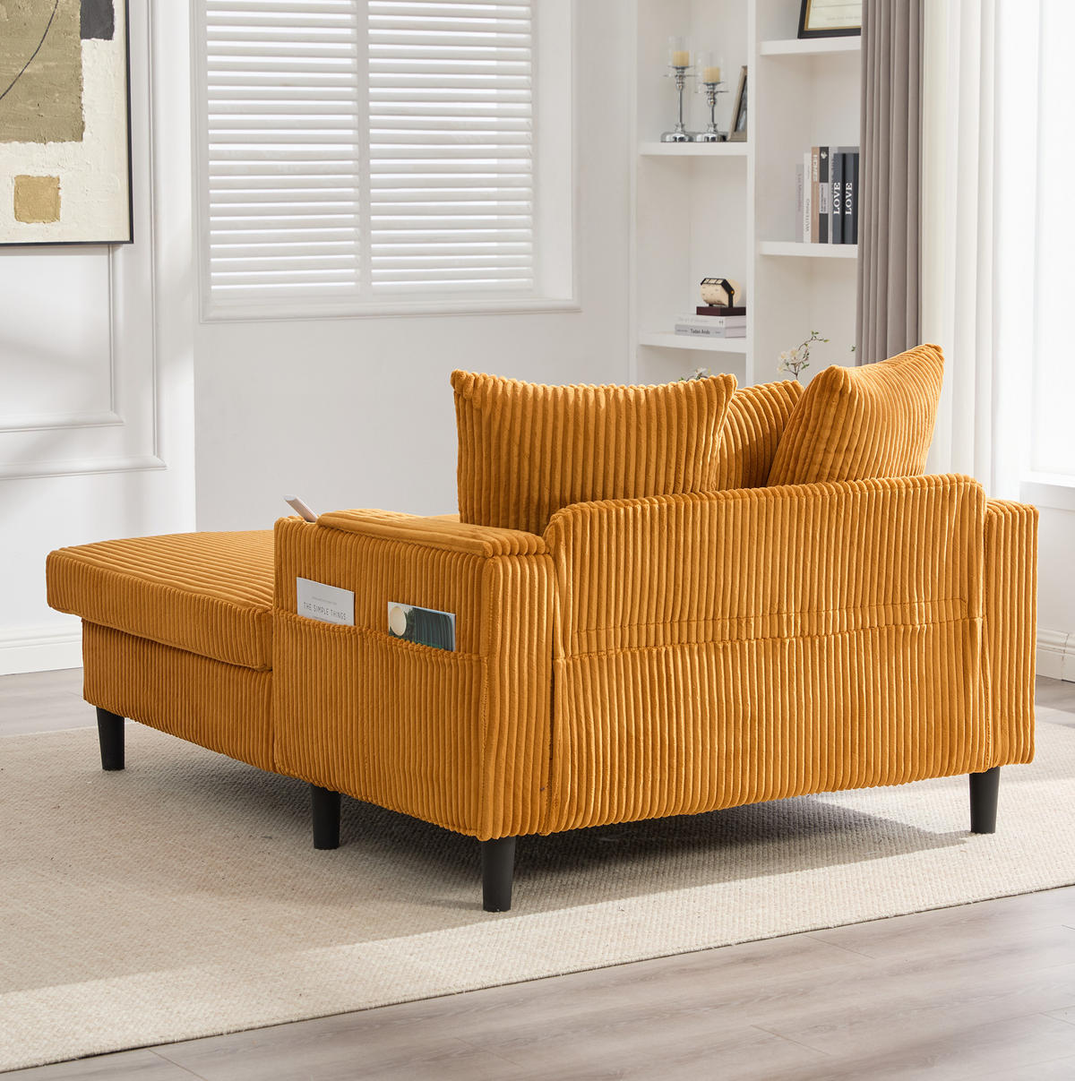 SCHLAFSOFA 129/170/70 cm aus Cord mit LED-Beleuchtung und USB-Ladeanschluss Senfgelb - Currygelb, Textil (170/70/129cm) - Modenvie