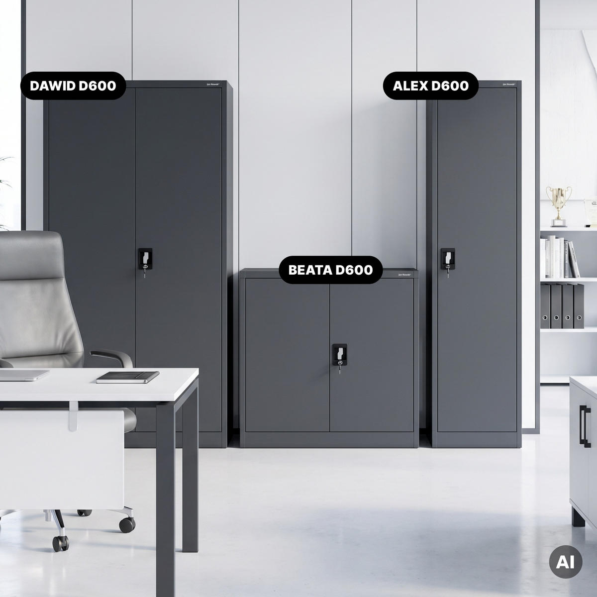 AKTENSCHRANK ALEX D600 - Anthrazit, Metall (45/185/60cm) - Jan Nowak