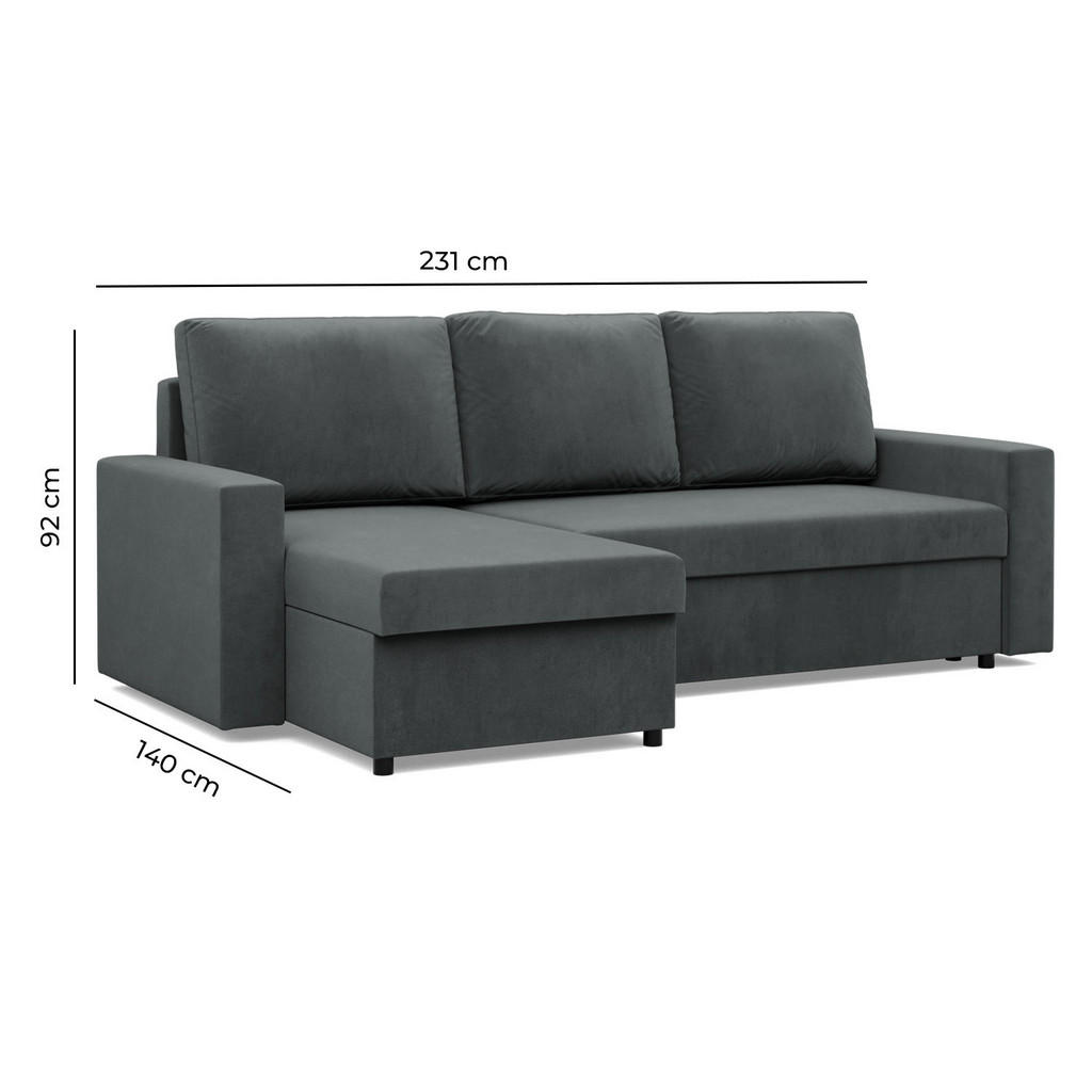 Thumbnail - Simkam Furniture Ecksofa, Dunkelblau, Textil, L-Form, 231x140 cm, Wohnzimmer, Sofas & Couches, Wohnlandschaften, Ecksofa...