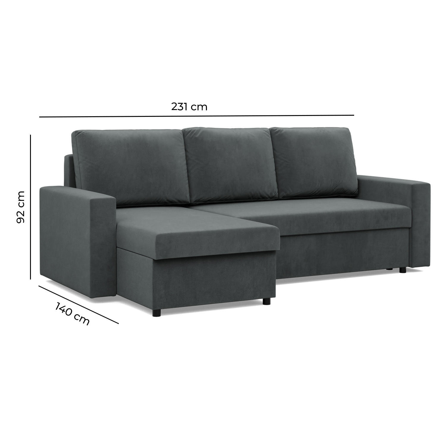 Thumbnail - Simkam Furniture Ecksofa, Dunkelgrau, Textil, L-Form, 231x140 cm, Wohnzimmer, Sofas & Couches, Wohnlandschaften, Ecksofa...