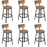 BARHOCKER 6er Set, Metallgestel, Vintagebraun - Dunkelbraun/Schwarz, Holzwerkstoff/Metall (51.5/89/51.5cm) - Woltu