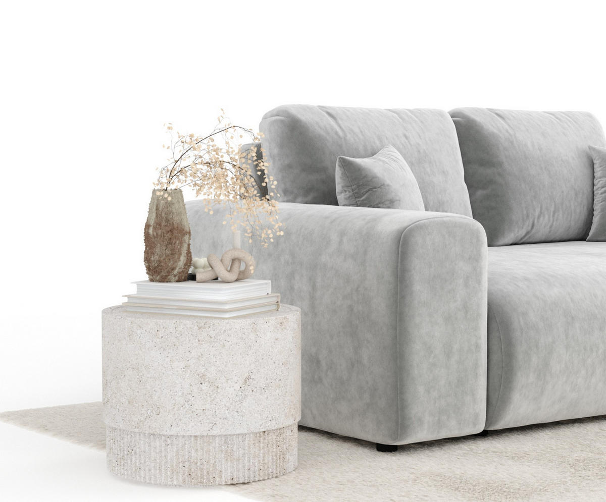 2-SITZER-SOFA Zanzibar Hellgrau Samtstoff - Hellgrau/Schwarz, Holz/Holzwerkstoff (178/79/108cm) - Maison de Reve