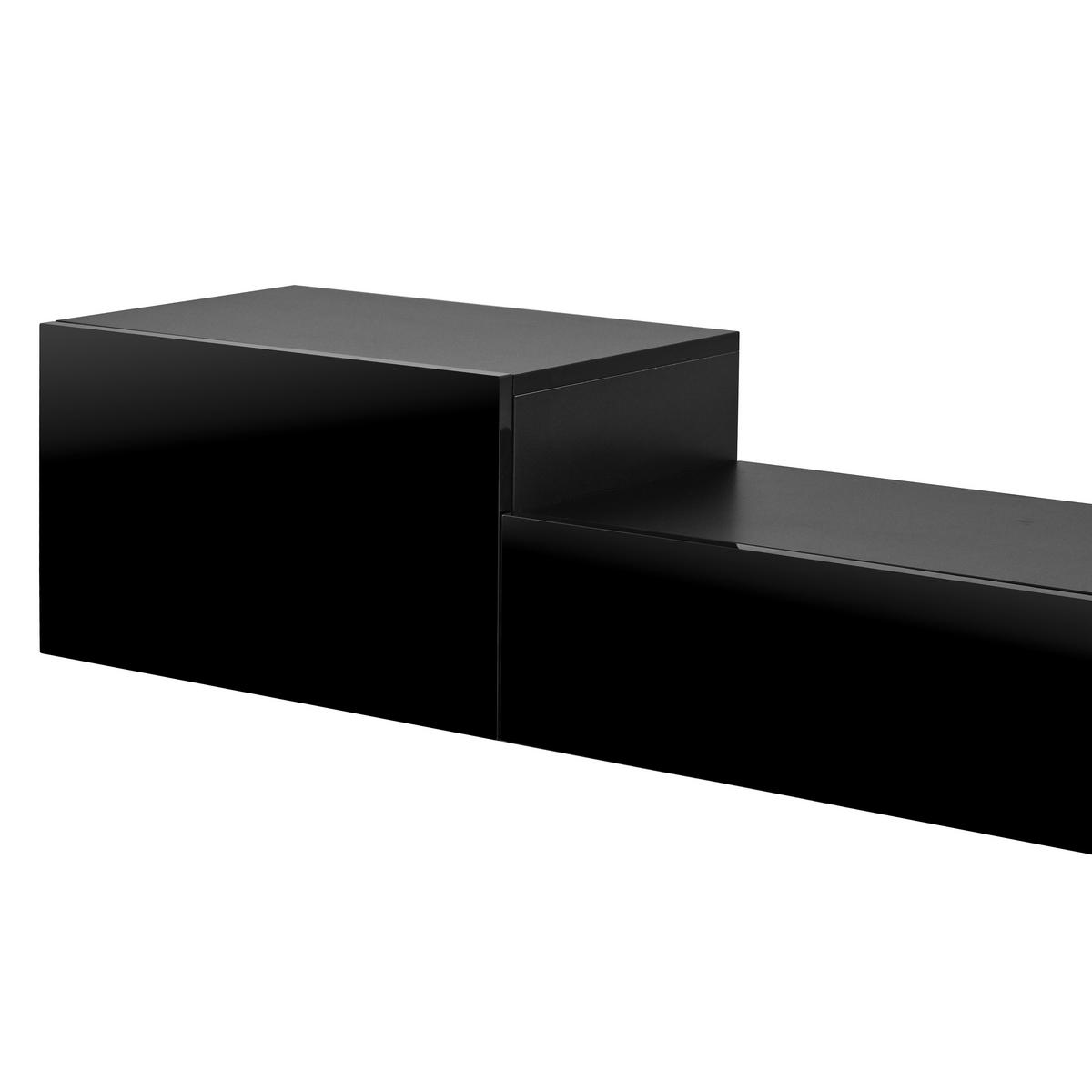 TV-LOWBOARD hängend 245 x 30 x 26 cm aus MDF, LED, Hochglanztüren, Schwarz - Schwarz, Holzwerkstoff (245/26/30cm)