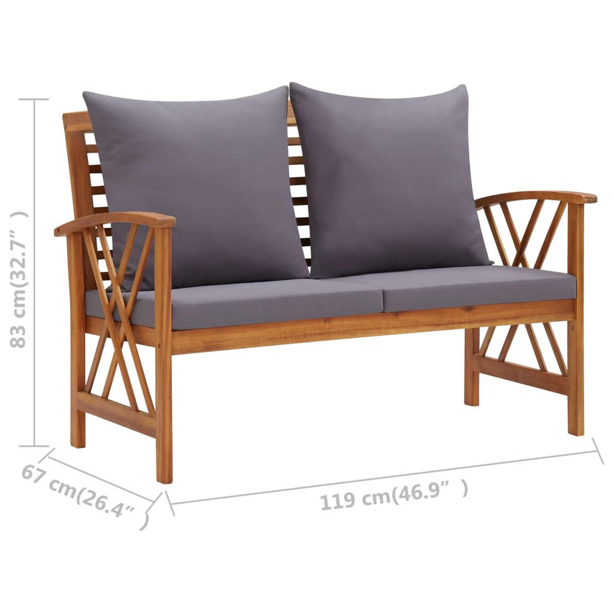 GARTEN-LOUNGE-SET 5Er Set Mit Auflagen Massivholz Akazie - Dunkelgrau, Holz - vidaXL