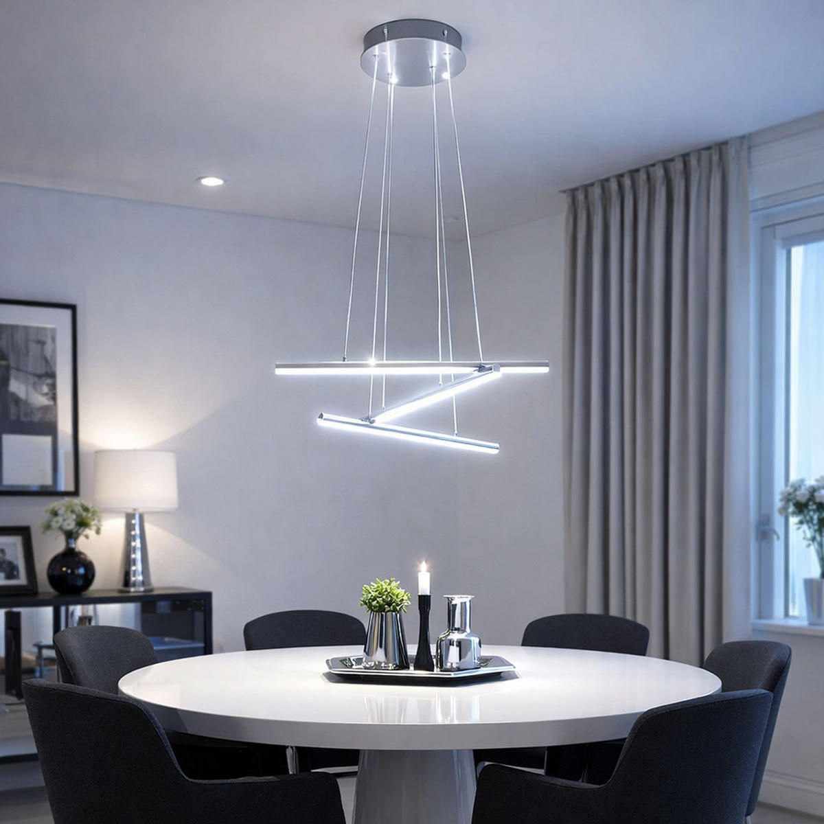 LED HÄNGELAMPE Terros Stahl Silber - Silberfarben, Metall (58/58/110cm)