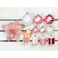 LAALU CHRISTBAUMKUGEL-SET 117 Stück in Luxusbox PRINZESSIN MARIA für Weihnachtsbäume 120-210 cm - Weiß/Rosa, Glas/Kunststoff (55/50/75cm) - LAALU