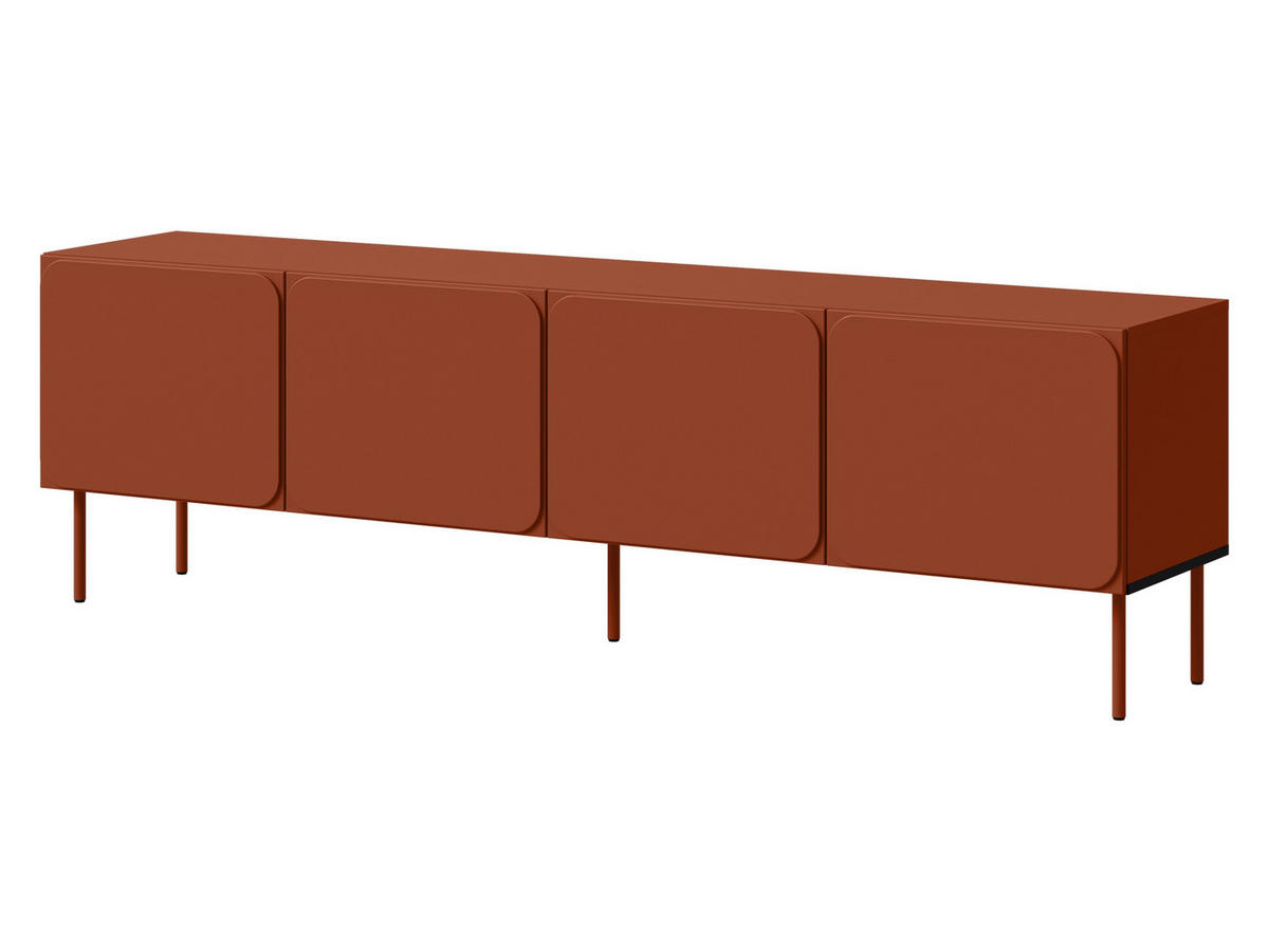 TV-LOWBOARD Rafael 200 4D - Rot, Holzwerkstoff/Metall (200/61/40cm) - MIRJAN24