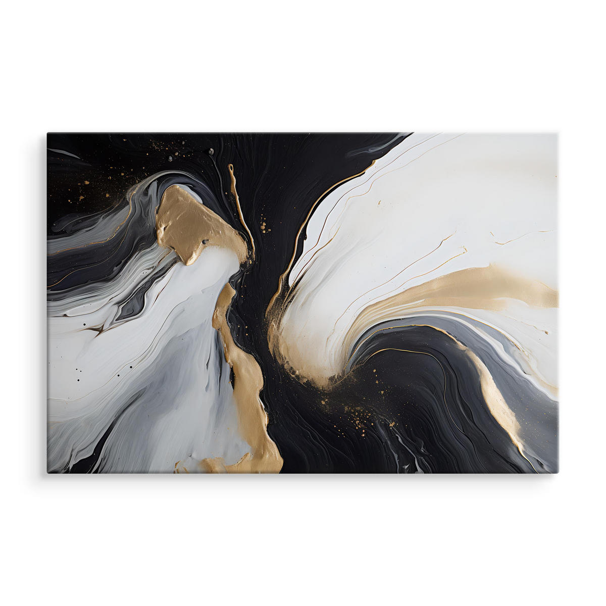 LEINWANDBILD Marmor Abstraktion Glamour Stil 90x60 - Beige/Schwarz, Textil (90/60cm) - Muralo