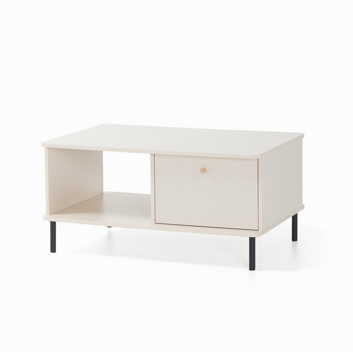 COUCHTISCH Gloria mit 1 Schubalde, 97x65 cm - Beige/Schwarz, Holzwerkstoff/Metall (65/97/47cm) - Beautysofa