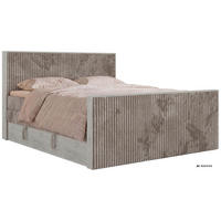 BOXSPRINGBETT NORDIC KING DUO 180/200 - Hellbraun Cord - Topper T25 - H4 - Hellbraun/Schwarz, Kunststoff/Textil (180/200cm) - MKS