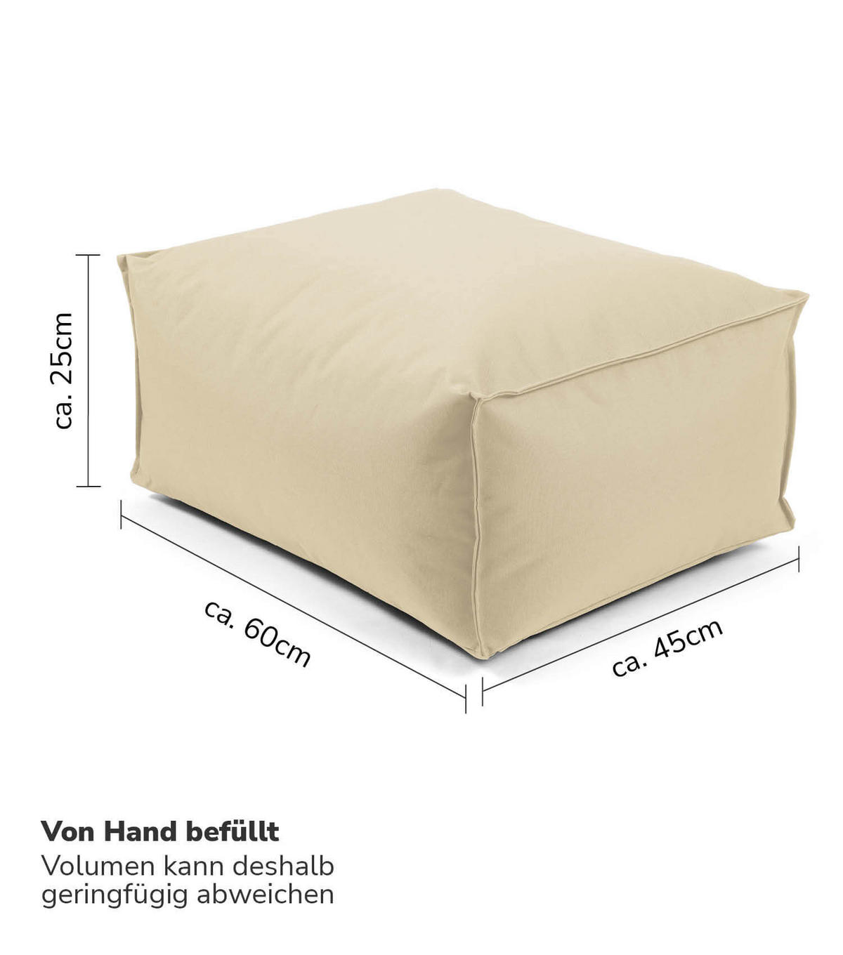 OUTDOOR POUF Der Ruhestifter - Beige, Textil (60/25/45cm) - Mokebo