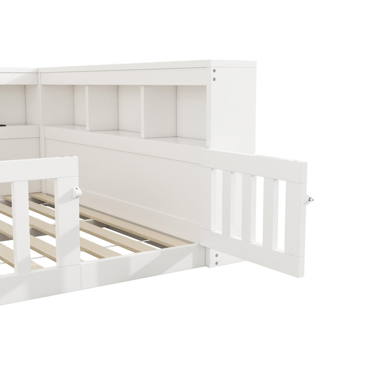 TAGESBETT 140/190 cm Weiß aus Spanplatte und MDF mit Stauraum, Steckdose und USB-Anschluss - Weiß, Holzwerkstoff (140/200cm) - OKMYHOME
