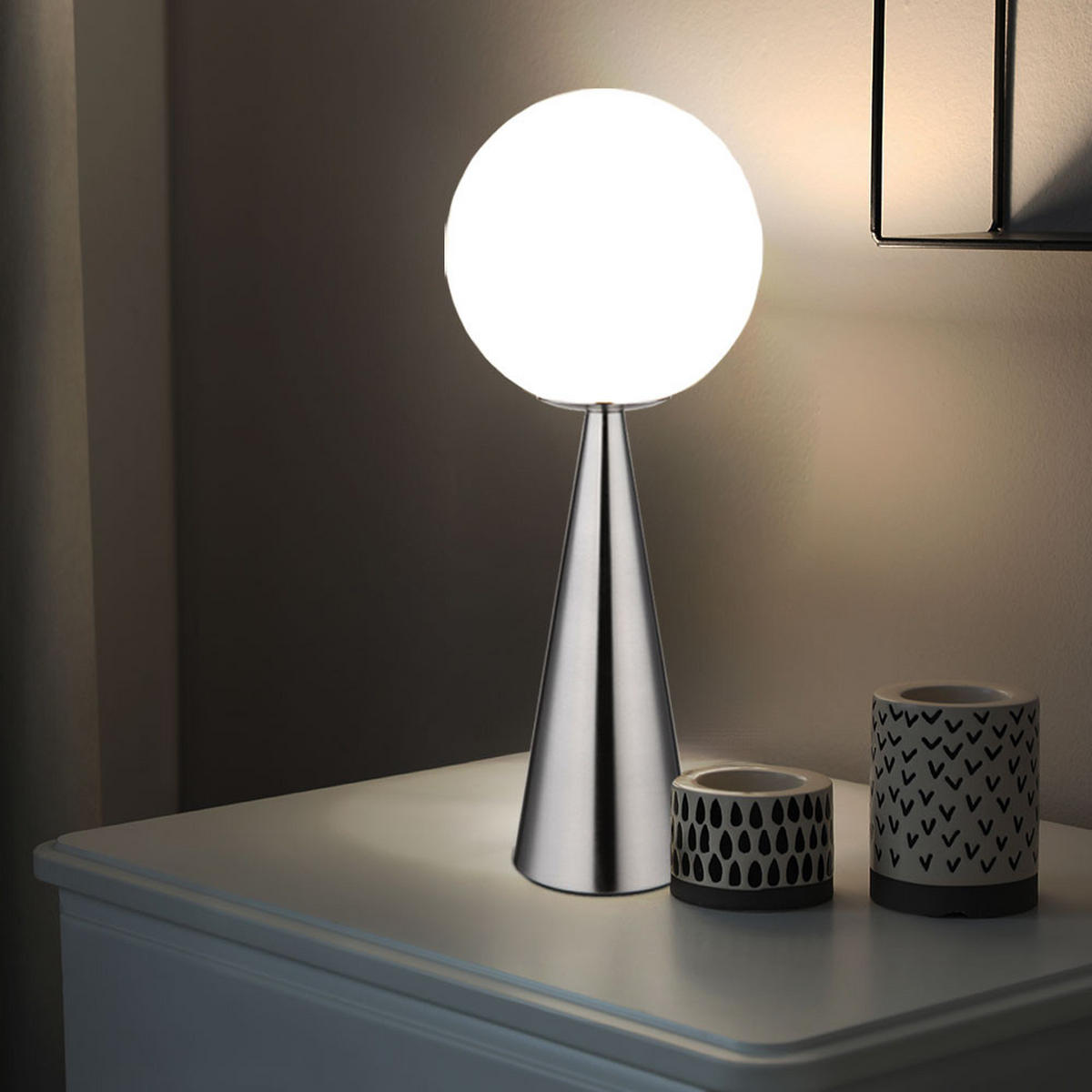 LED TISCHLEUCHTE Metall Silber - Silberfarben, Glas (20/20/49.5cm) - Globo Lighting