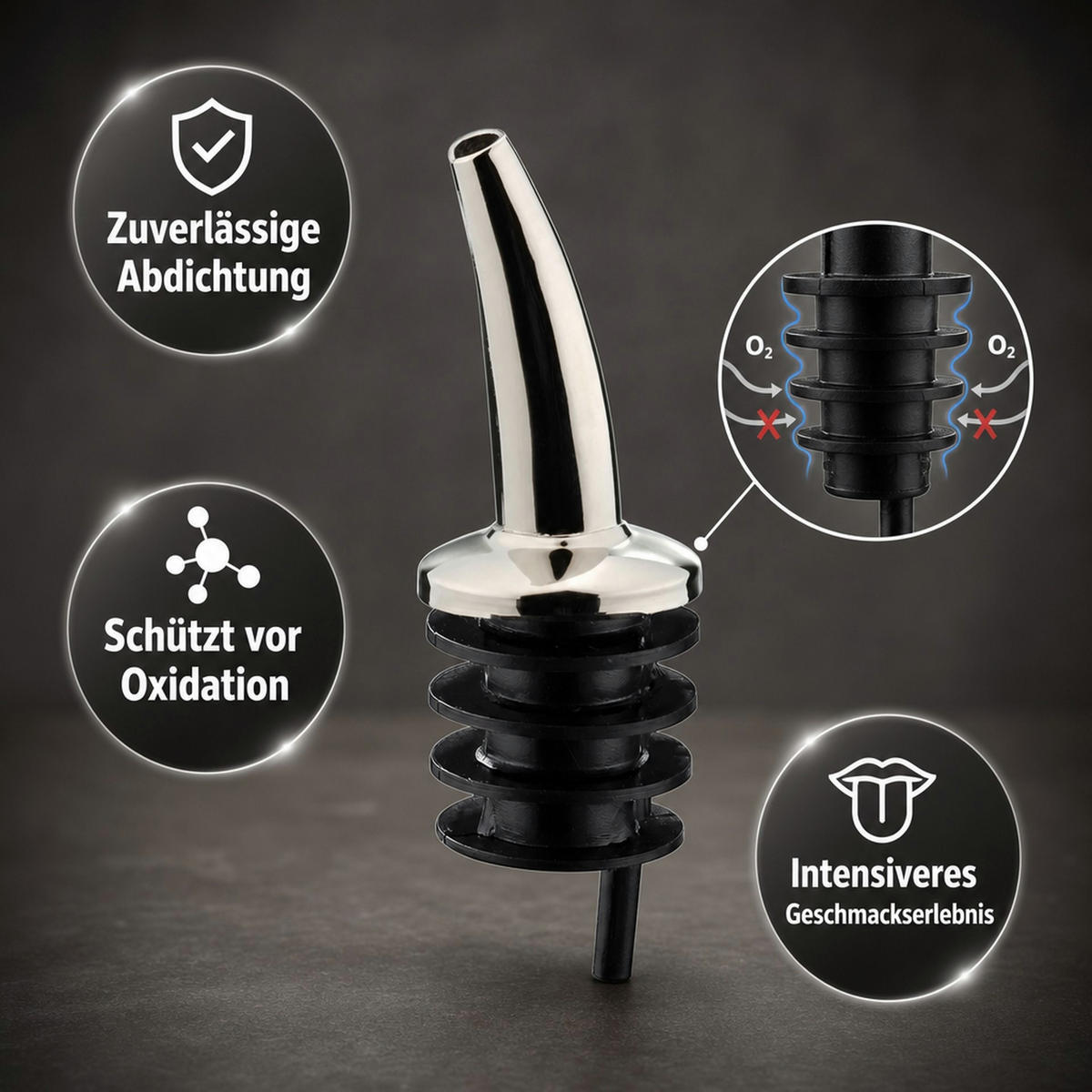 AUSGIESSER - Chromfarben, Metall (3/3/9cm) - ich-zapfe