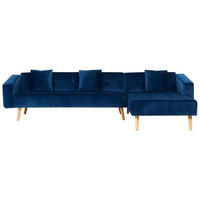 ECKSOFA Samtstoff Blau Vadso - Hellblau, Textil (303/98cm) - Beliani