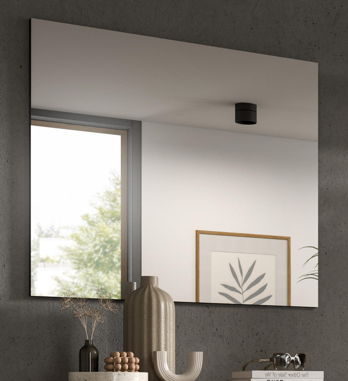GARDEROBENSPIEGEL grau, Wandspiegel 80 x 73 cm - Grau, Glas/Holzwerkstoff (80/73/2cm) - Inn.Furn
